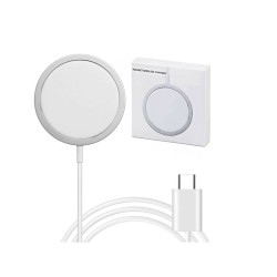 Carregador Magnético Rápido Sem Fio com Cabo Tipo C Branco  Carregador Magnético Rápido Sem Fio com Cabo Tipo C Branco